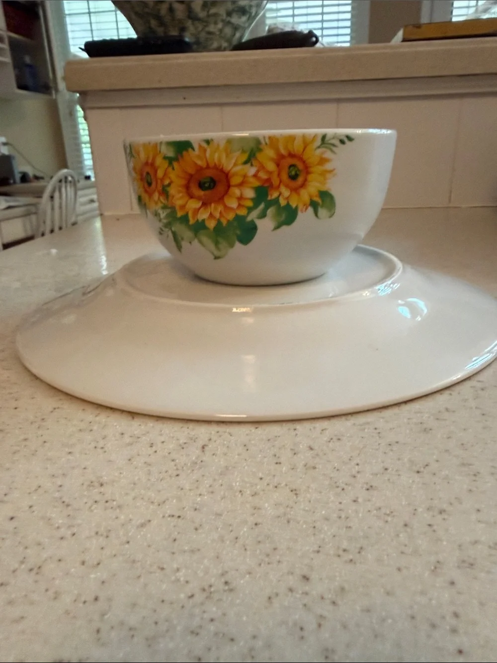 Sunflower Motif Ceramic Serving Plate - Bright Yellow Floral Dual Purpose